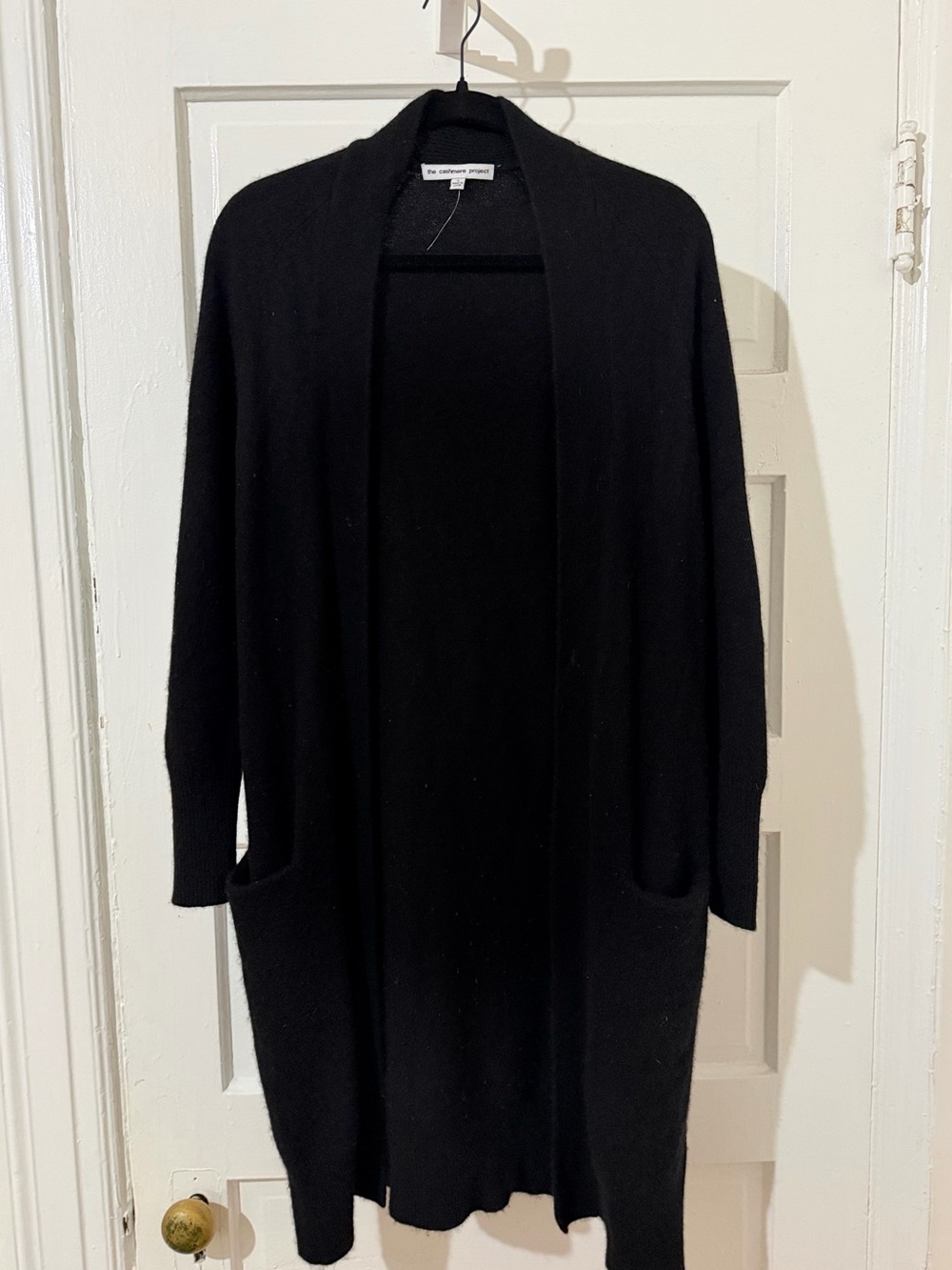 The Cashmere Project Black Open-Front Long Cardigan